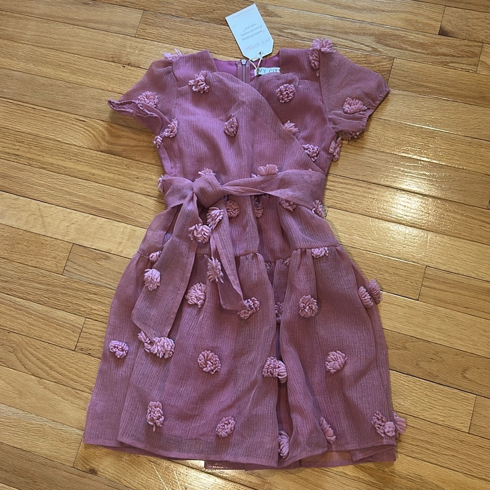 Ivy city mommy and me first kiss pom-pom dress in pink